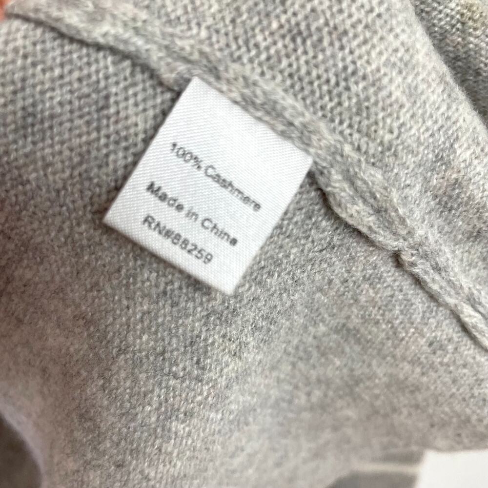 Gray Ivory Color Block Cashmere Sweater V-Neck M/L Quiet Luxury Retro Stripe - Picture 4 of 8